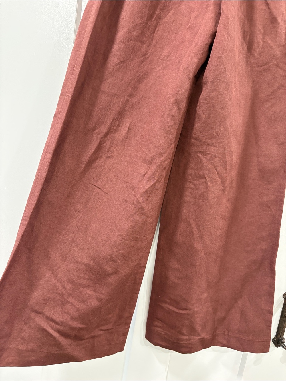 Ann Taylor Wide-Leg Pull On Linen Blend Pants in Dark Brown Size Small - Picture 9 of 10
